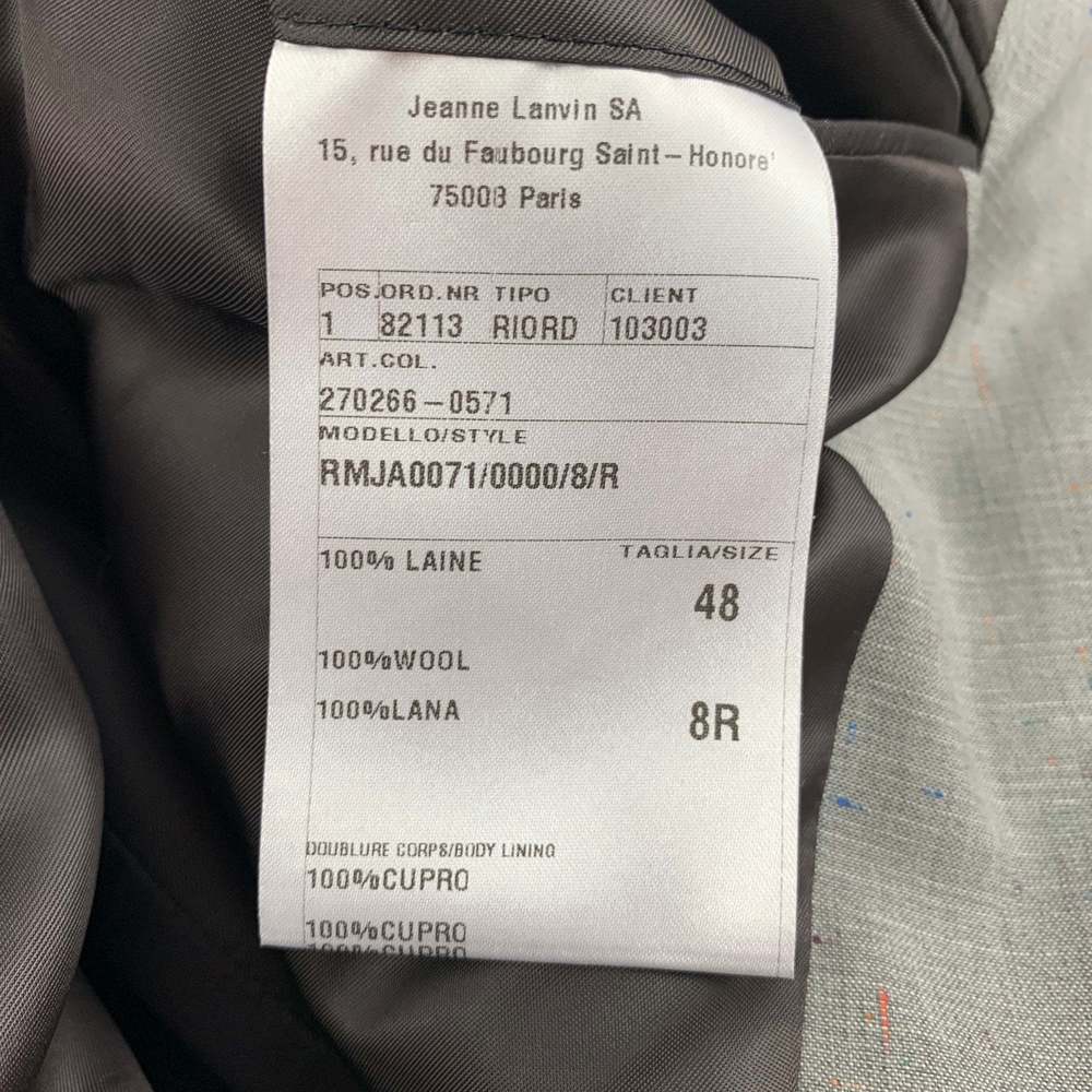 LANVIN Regular Light Grey Heather Wool Notch Lapel Sport Coat - Picture 5 of 7